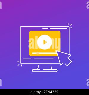 Wiedergabe von Videos, Vektorsymbol für Medieninhalte Stock Vektor