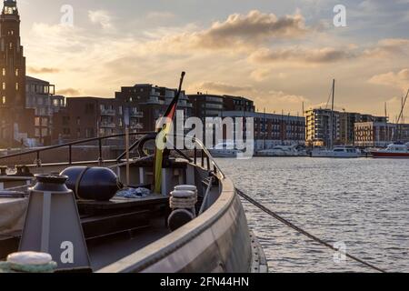 Bremerhaven ist eine Küstenstadt in Norddeutschland mit einer starken Beziehung zum maritimen Lebensstil. Stockfoto