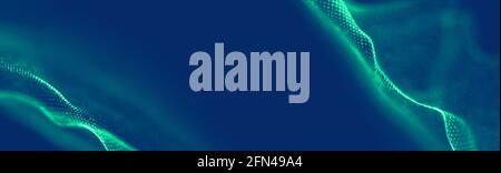 Abstrakt blaue Chemie medizinisches Design digitale Technologie Hintergrund. Futuristische Technologie für die Visualisierung von dunkelblauen Wellen. Stockfoto