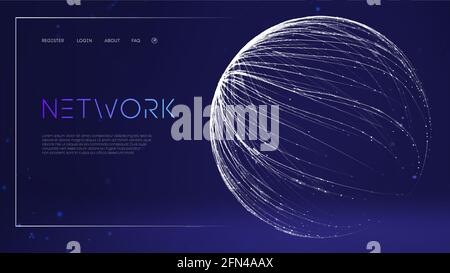 Blockchain Transfer Satellite Future Communications Vector Hintergrund. Cloud-Welt Für Technologie. Globe Network Fintech Konzept. Blockchain-Transfer Stock Vektor