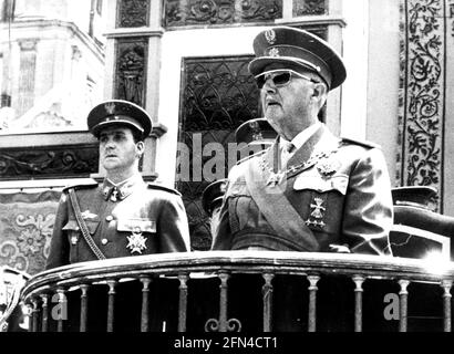 Juan Carlos I., * 5.1.1938, König von Spanien, mit Francisco Franco, Madrid, 23.7.1969, 60ER JAHRE, EINHEITLICH, ZUSÄTZLICHE-RIGHTS-CLEARANCE-INFO-NOT-AVAILABLE Stockfoto
