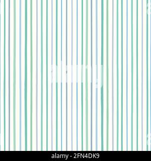 Gestreift Hintergrund Vektor-Muster in grün und blau. Strukturiertes, handgezeichnetes vertikales Streifenmuster. Stock Vektor