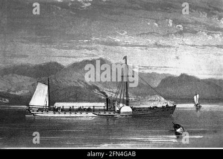 Transport/Transport, Navigation, Raddampfer „North River Steamboat“, ZUSÄTZLICHE RECHTE-FREIGABE-INFO-NICHT VERFÜGBAR Stockfoto