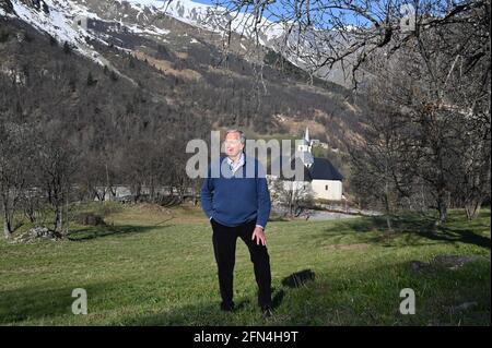 Der ehemalige EU-Brexit-Verhandlungsführer Michel Barnier posiert am 24. April 2021 in Saint-Martin-de-Belleville, Savoie, Frankreich, für Bilder. Foto von Elodie Gregoire/ABACAPRESS.COM Stockfoto