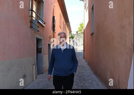 Der ehemalige EU-Brexit-Verhandlungsführer Michel Barnier posiert am 24. April 2021 in Albertville, Savoie, Frankreich, für Bilder. Foto von Elodie Gregoire/ABACAPRESS.COM Stockfoto