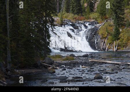 Lewis Falls im Yellowstone National Park in Wyoming im USA Stockfoto