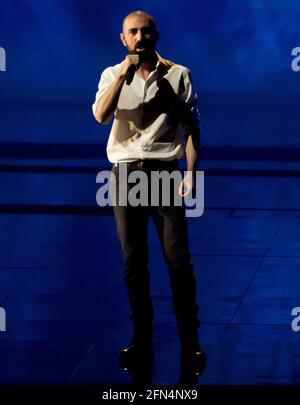 Rotterdam, Niederlande. Mai 2021. Tornike Kipiani, die Georgia vertritt, die das Lied You bei der Probe des Eurovision Song Contest 2021 vorführt. Kredit: Nearchos/Alamy Live Nachrichten Stockfoto