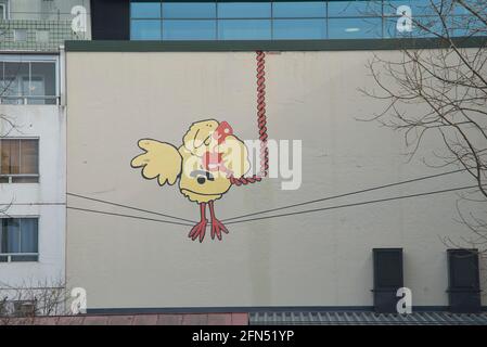 Kunstwerke in der Aleksanterinkatu Straße in Oulu, Finnland Stockfoto