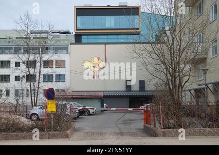 Kunstwerke in der Aleksanterinkatu Straße in Oulu, Finnland Stockfoto