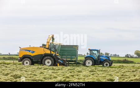 Riverstick, Cork, Irland. Mai 2021. Norman Draper sammelt Gras für Grubensilage auf seiner Farm außerhalb von Riverstick, Co. Cork, Irland. - Credit; David Creedon / Alamy Live News Stockfoto