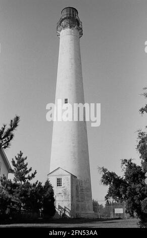 Cape May Lighthouse, Cape May, NJ, November 1992. Teil einer Serie von 35 Leuchttürmen an der amerikanischen Ostküste, die zwischen November 1992 und September 1993 fotografiert wurden. Stockfoto