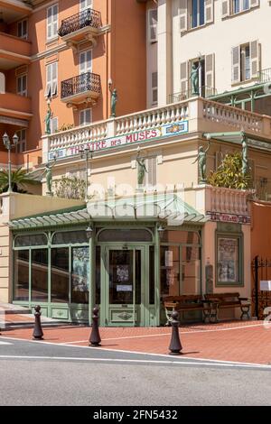 Das Art Nouveaux Théâtre des Muses aus dem Jahr 1930 ist ein Theater in Monaco, am Boulevard du Jardin Exotique in Moneghetti. 2012 neu eingeweiht. Stockfoto