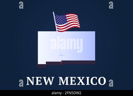 Isometrische Karte des Bundesstaates New mexico und 3D-Flagge der USA Isometrische Form des US-Zustands Vektorgrafik Stock Vektor