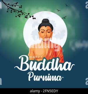 Happy Vesak Day, Buddha Purnima wünscht Grüße an buddha. Kann für Poster, Banner, Logo, Hintergrund, Grüße, Druckmotiv, festliche Eselemas Stock Vektor