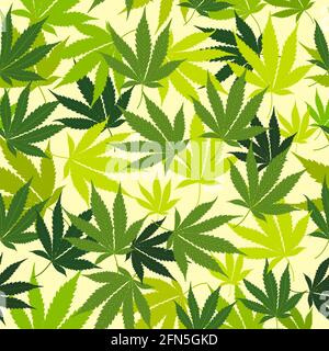 Medizinisches Marihuana hinterlässt ein nahtloses Muster, Vektorhintergrund. Stock Vektor