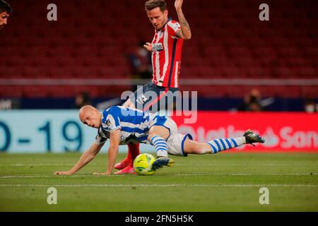 Madrid, Spanien. Mai 2021. Madrid, Spanien; 12.05.2021.- Atletico de Madrid gegen Real Sociedad Fußballspiel zur La Liga Spanien Spiel 36 im Wanda Metropolitano Stadion in Madrid statt. Quelle: Juan Carlos Rojas/Picture Alliance/dpa/Alamy Live News Stockfoto