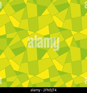 Nahtlos wiederholtes Muster. Gebrochene Formen in Limettenfarben, Grün und Gelb. Abstrakt geometrisch Stock Vektor
