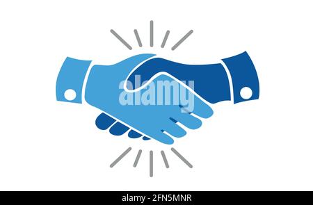 Business Handshake Vertrag flache Vektor-Symbol auf weiß isoliert. Stock Vektor