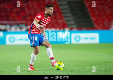 Granada, Italien. Mai 2021. Fede Vico aus Granada während der spanischen Meisterschaft La Liga Fußballspiel zwischen Granada CF und Real Madrid CF am 13. Mai 2021 im Nuevos Los Carmenes Stadion in Granada, Spanien - Phsoto Joaquin Corchero/Spanien DPPI/DPPI/LiveMedia Kredit: Unabhängige Fotoagentur/Alamy Live News Stockfoto