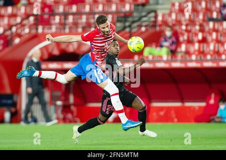 Granada, Italien. Mai 2021. Domingos Duartes aus Granada während des Fußballspiels der spanischen Meisterschaft La Liga zwischen Granada CF und Real Madrid CF am 13. Mai 2021 im Nuevos Los Carmenes Stadion in Granada, Spanien - Phsoto Joaquin Corchero/Spanien DPPI/DPPI/LiveMedia Kredit: Unabhängige Fotoagentur/Alamy Live News Stockfoto