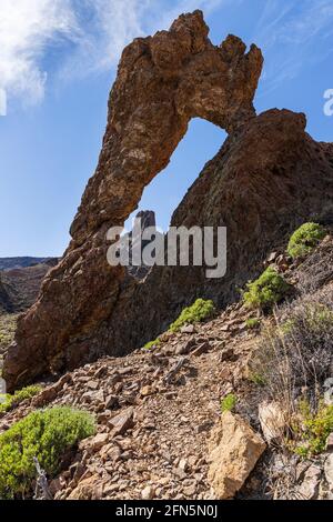 Vulkanische Gesteinsformation, bekannt als Queens Slipper, Zapatilla de la Reina, die durch Wind- und Regenerosion im National Las Canadas del Teide herausgearbeitet wurde Stockfoto