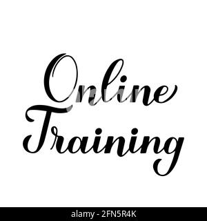 Online-Training Kalligraphie Schrift isoliert auf weißem Hintergrund. Fernunterricht über das Internet. Vektorvorlage für Social Media, Aufkleber, Banner, Stock Vektor