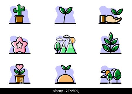 Nature Conceptual Icon Set Vektor Illustration Design perfekt für Website, Präsentation, Social Media, Anwendung und mehr. Design-Umriss für Symbolsatz Stock Vektor