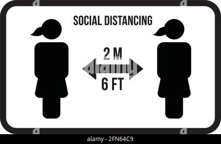 Symbolvektor für soziale Distancing-Symbole Halten Sie die sichere Distanzanmeldung aufrecht Eine Glyphe-Piktogramm-Illustration Stock Vektor