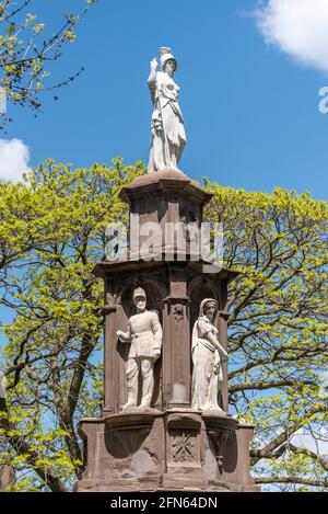 The Canadian Volunteers Monument Campaign of June 1866. Architektonisches Detail des 'Archives and Canadiana Building' in Toronto, Kanada. Stockfoto