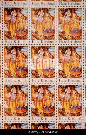 Radha Krishna commune London Briefmarkenblock Hare Krishna 1972 Stockfoto