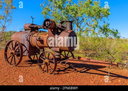 Tennant Creek, Australien - 2019. August: Goldschmelzofen des Battery Hill Mining Center, Tennant Creek im Northern Territory von Australien. Das Alte Stockfoto