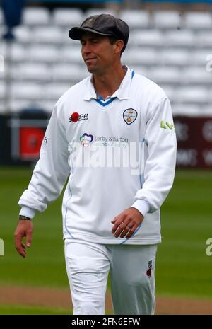 Chelmsford, Großbritannien. Mai 2021. CHELMSFORD ENGLAND - MAI 14:Wayne Madsen von Derbyshire CCC während LV Insurance County Championship Group 1 Tag zwei von vier zwischen Essex CCC und Derbyshire CCC auf dem Cloudfm County Ground am 14. Mai 2021 in Chelmsford, England Credit: Action Foto Sport/Alamy Live News Stockfoto