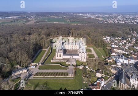 Frankreich, Val d'Oise, Ecouen, Schloss und das Nationalmuseum der Renaissance (Luftaufnahme) Stockfoto