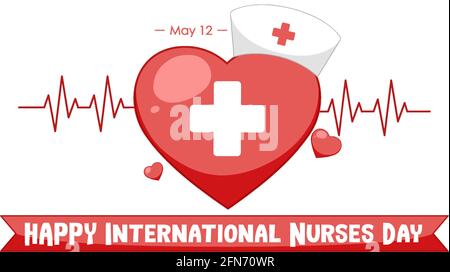 Happy International Nurses Day Schriftart mit Cross Medical Symbol Illustration Stock Vektor