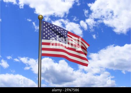 3D-gerendertes Bild. Flagge der Vereinigten Staaten von Amerika winkt im Wind. Stockfoto