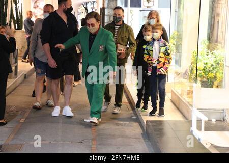 Sir Elton John Urlaub auf Capri (Italien) mit Ehemann David Und ihre Kinder Zachary und Elia Stockfoto