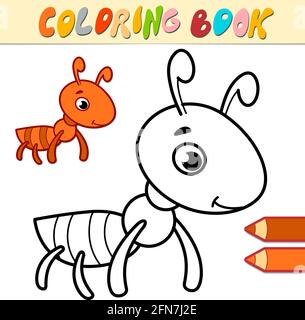 Malbuch oder Seite für Kinder. ant schwarz und weiß Vektor-Illustration Stock Vektor