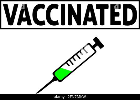 Icon medizinische Kunststoffspritze mit Nadel und Fläschchen in flacher Ausführung, Konzept der Impfung, Injektion, isolierte Vektordarstellung Stock Vektor