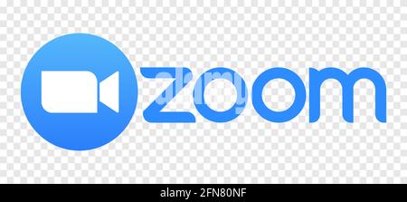 Vinnytsia, Ukraine - 10. Mai 2021: Zoom-Logo. Anwendung für die Videokommunikation mit Cloud-Plattform für Video- und Audiokonferenzen, Chat und Web Stock Vektor