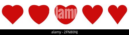 Set aus roten Herzsymbolen. Zeichen der Liebe. Vektor auf Weiß isoliert Stock Vektor