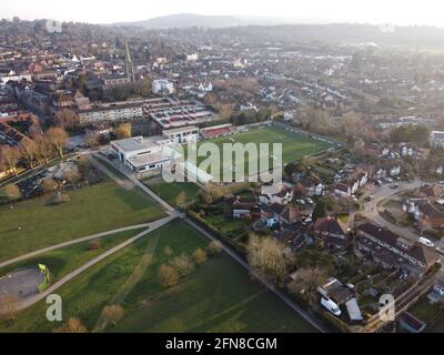 Luftaufnahme von Dorking in den Surrey Hills, Großbritannien Stockfoto