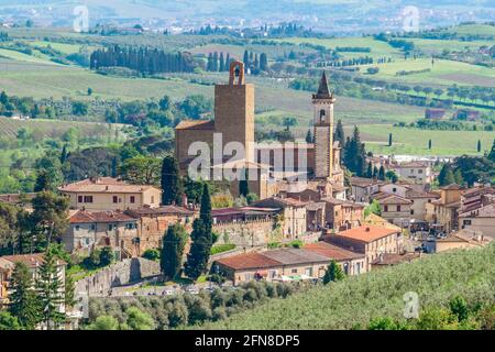 Panoramablick auf Vinci, Florenz, Italien, berühmt für den in dieser Gegend geborenen Künstler Leonardo Stockfoto