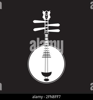 Vektor yueqin weiße Vorlage, chinesische Saiten Musikinstrument. Stock Vektor