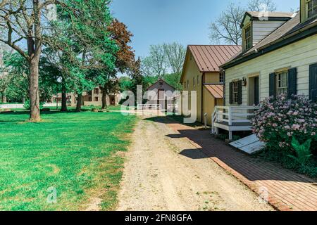 Lancaster, PA, USA - 14. Mai 2021: Das Landis Valley Village & Farm Museum ist ein lebendiges Geschichtsmuseum in Lancaster County, PA. Stockfoto