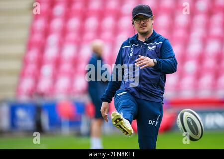 Llanelli, Großbritannien. 15. Mai 2021. Scarlets Interim-Cheftrainer Dai Flanagan vor dem Scarlets gegen Cardiff Blues PRO14 Rainbow Cup Rugby Match. Kredit: Gruffydd Thomas/Alamy Live Nachrichten Stockfoto