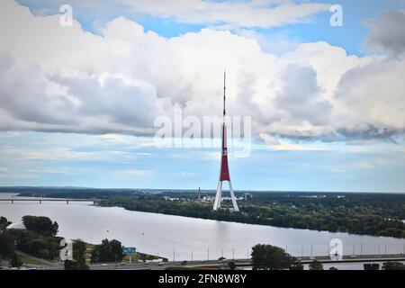 Blick auf Riga vom Panorama der Lettischen Akademie der Wissenschaften Aussichtsplattform Stockfoto