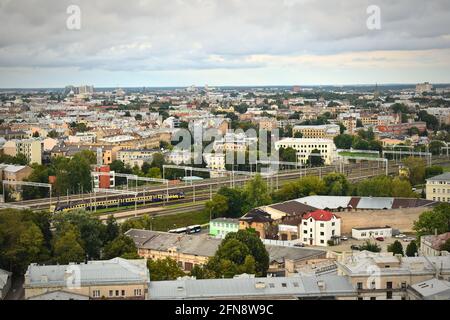 Blick auf Riga vom Panorama der Lettischen Akademie der Wissenschaften Aussichtsplattform Stockfoto