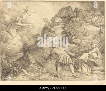 Allegorie des Bauern und des Glücks (Le paysan et la FORTUNE: Sujet allegorique). Stockfoto