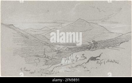 Bergblick von Antrodoco, 1845. Stockfoto