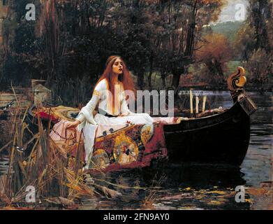 The Lady of Shalott von John William Waterhouse (1849-1917), Öl auf Leinwand, 1888. Gemälde nach dem Gedicht von Alfred Lord Tennyson. Stockfoto